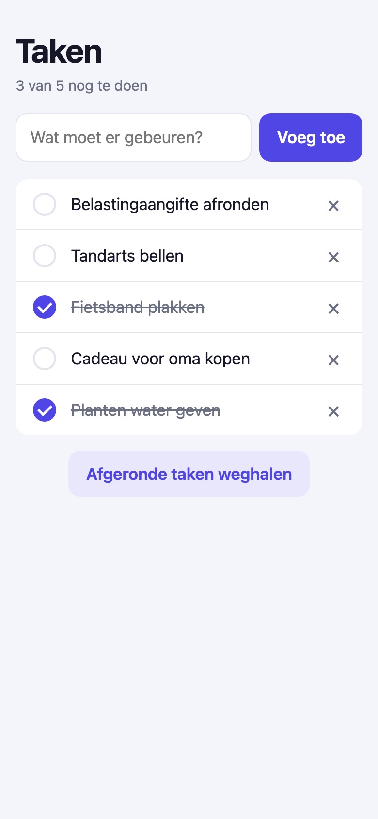 To-do list with a few tasks done